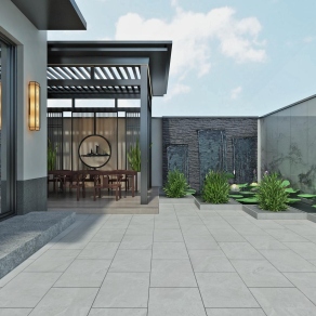 新中式庭院景观3D模型下载